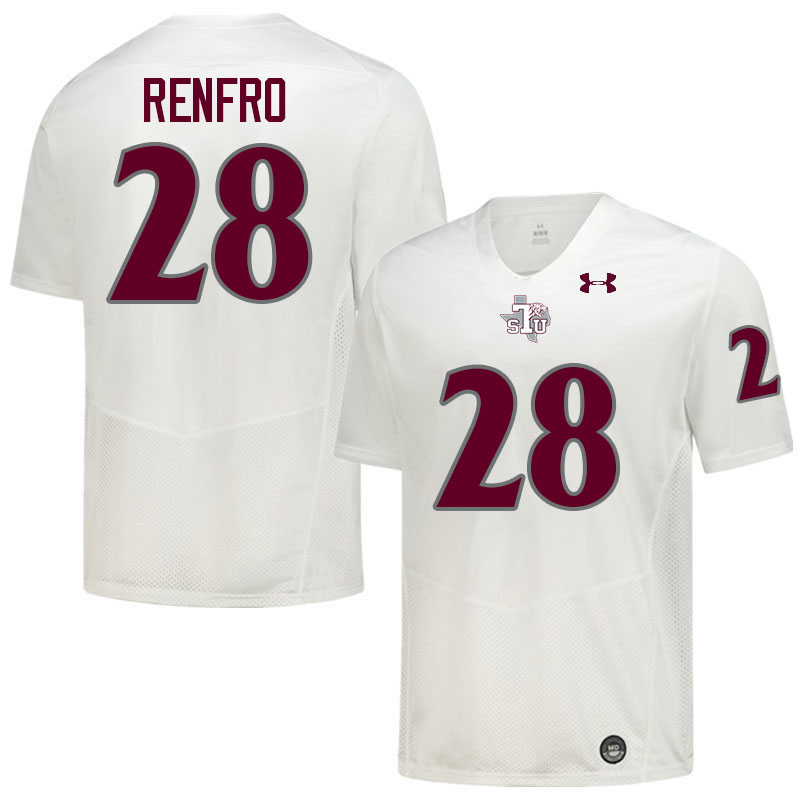 Texas Southern Tigers #28 Athean Renfro College Football Jersey,Uniforms Stitched-White